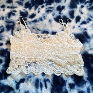 White lacy cami crop top